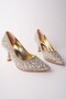 Stony Stone and Pearl Embellished Heels Wedding Bridal Heels Evening Dress Shoes - 7