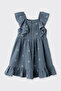 Girl's Ruffle Detailed Muslin Indigo Dress - 2