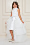 White Sequined Girls' Evening Dress with Detachable Tail - 3