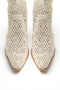 Beige Nude Cream Skin Lace Fabric Western Cowboy Short Summer Boots - 3