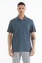 Forest Green Sleeve Print Detailed Polo Collar Standard Form Men's T-shirt - 88240