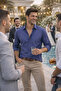 Men's Noble Blue Plain Pocketless Wide Cut Long Sleeve Shirt - 3