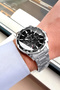 Men's Wristwatch 3 Atm Water Resistant Silver Color Steel Band Cbk450