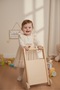 New Born Girl's Long Sleeved Natural Dress with Knitted Detail on the Collar and Sleeves - 2