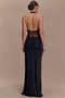 Feminine Silhouette, Transparent Waist, Lace Embroidered Jersey Lycra, Aesthetic Draped Long Event Dress - 6