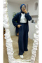 Women's Navy Blue Hijab Set – 100% Cotton Fabric, Everyday Outfit, Modern Fit, Comfortable and Stylish. - 5