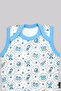 100% Cotton Blue Piping Detailed Snap Fastener Pacifier Baby Undershirt Bodysuit - 3