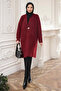 Burgundy Single Button Angora Soft Knit Cardigan - 5