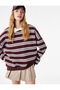 Three-Thread Ribbed Long Sleeve Polo Collar Striped Rugby Sweatshirt - 2
