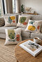 Imaginary Surreal Flowers Patterned Digital Printed Velvet Fabric 4-Piece Throw Pillow Cover (43X43 cm) - 2