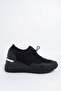 Women's Black Stone Wedge Heeled Shoes - Stonestar - 3
