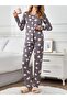 Women's Pajama Set with Cotton Inside and Buttons, Maternity - Comfortable Cut Patterned Homewear Milan Fabric - 5
