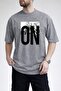 Men's Nature Themed on Text Printed Crew Neck Gray T-Shirt