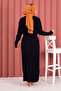 Button Detailed Cape Knitwear Dress Set Navy Blue - 4