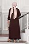 Buttoned Aerobin Hijab Double Set in Brown - 5