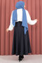 Classic Gingham Pattern Skirt Indigo - 5