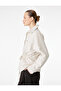 Long Sleeve Jacket with Pockets, Waist Tie Detail, Zipper Closure, Suede Look - 3