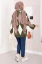 Baklava Pattern Oversized Knitwear Sweater Khaki - 5