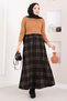 Square Patterned Scuba Skirt Black - Stone - 5
