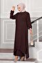Buttoned Aerobin Hijab Double Set in Brown