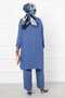 Linen Long Double Hijab Set Indigo - 5