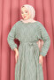 Lace-Textured Detachable Belt Modest Dress Mint - 5