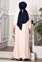 Half Buttoned Long Hijab Double Suit Stone - 5