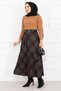 Sahra Plaid Pattern Scuba Skirt Black-Camel - 4