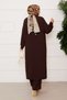 Buttoned Aerobin Hijab Double Set Bitter Brown - 4