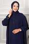 Half Buttoned Long Hijab Double Suit Navy Blue - 2