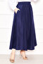 Pocket Detailed Sports Terry Cotton Skirt Navy Blue - 4