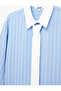 Viscose Fabric Long Sleeve Striped Shirt with Belt Detail - 5