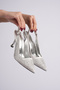 Silver Stone Women's Evening Dress Shoes Heel Height 9 cm