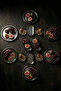 14-Piece 6-Person Traditional Metal Breakfast and Presentation Set Round and Kayak Plate Set - 6