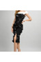 Women's Strapless Chiffon Collar Stone Detailed Lined Lycra Shirred Midi Dress - 2