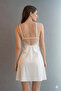 White Silky Satin Lace Strap Nightgown for Women, Backless, Adjustable Straps, Bride/Bridal - 2