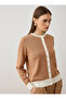 Contrast Detailed Skirt Top Knitwear Cardigan - Camel - - 2
