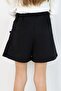 Girl's Shorts Skirt with Bow Accessories, Elastic, Ages 8-12, Black - 4