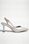 Women's Satin Design Asymmetrical Banded Pointed Toe Thin Heeled Shoes