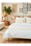 White Cotton Linen Square Tasseled Single Duvet Cover Set - 3