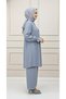 Lilyum Takim Strawberry Fabric Gray Color Double Suit with Top and Pants with Openable Buttons - 2