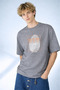 Men's Modern Cyberpunk Style Fingerprint Printed Gray T-Shirt
