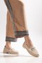 Women's Beige Patent Leather Buckle Loafer Shoes - 8