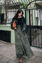 Women's Floral Pattern Lined Maxi Chiffon Skirt Green - 11