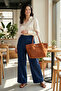 Ferny Suede Arm and Shoulder Bag with Belt, Buckle and Stitching Detail Mink - 8