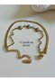 Italian Chain, Double, Blue Mineral Steel Bracelet 17+6 Cm-Gold Acr5159 - 3