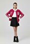 Fuchsia Beautifull Written Sleeve Stripe Girl's College Cardigan 21194 - 4