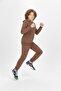 Coffee Text Printed Hooded Cardigan Boys' Tracksuit Set 19227 - 4