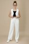 Ecru V-Neck Buttoned Vest and Wide Leg Trousers for Girls 2 Piece Set 20725 - 7