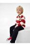 Cotton Long Sleeve Striped Oversize Polo Collar Sweatshirt